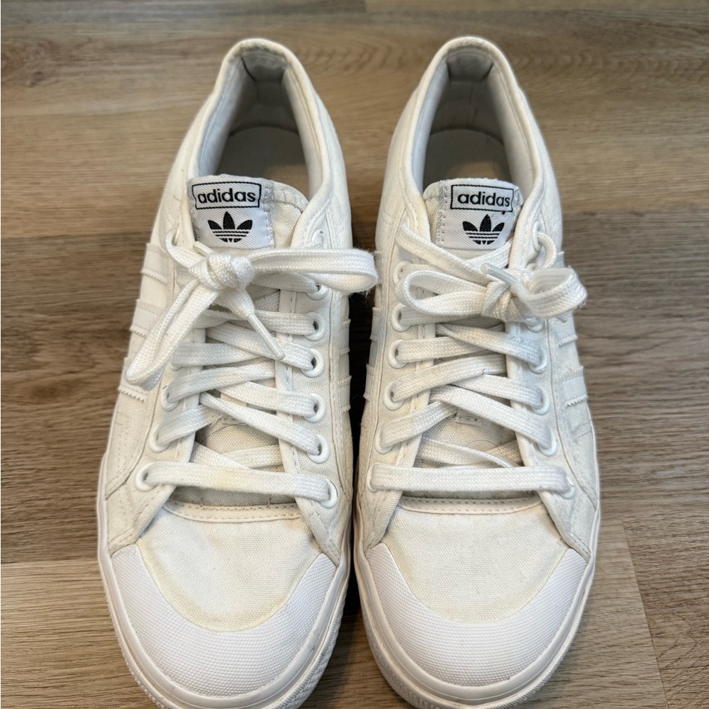 adidas White Canvas Athletic Shoes